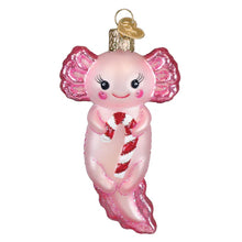 Load image into Gallery viewer, Axolotl Holding a Candy Cane Ornament by Old World Christmas