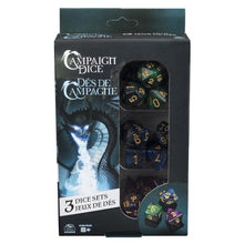 Load image into Gallery viewer, Campaign Dice - 3 Role Playing Dice Sets with Dice Bag