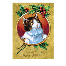 Load image into Gallery viewer, Cats at Christmas Box of 12 Reproduction Vintage Holiday Cards by Laughing Elephant