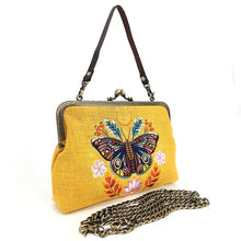 Load image into Gallery viewer, Moon Moth Vintage Kiss Lock Linen Bag