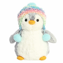 Load image into Gallery viewer, PomPom Rainbow Beanie Penguin 9" Plush by Aurora