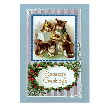 Load image into Gallery viewer, Cats at Christmas Box of 12 Reproduction Vintage Holiday Cards by Laughing Elephant