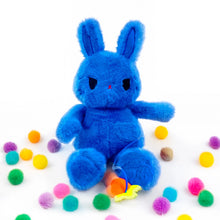 Load image into Gallery viewer, 31" Mischievous Lemonster Bunny Plush in Klein Blue with Removable Carrot by Fluffery