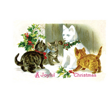 Load image into Gallery viewer, Cats at Christmas Box of 12 Reproduction Vintage Holiday Cards by Laughing Elephant