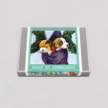 Load image into Gallery viewer, Dogs at Christmas 12 Reproduction Vintage Holiday Cars in Collectible Box by Laughing Elephant
