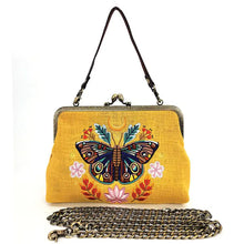 Load image into Gallery viewer, Moon Moth Vintage Kiss Lock Linen Bag