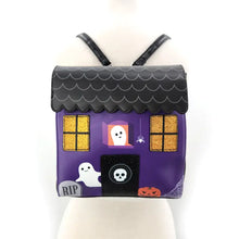 Load image into Gallery viewer, Cute Spooky Haunted House Vinyl Mini Backpack