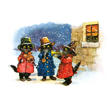 Load image into Gallery viewer, Cats at Christmas Box of 12 Reproduction Vintage Holiday Cards by Laughing Elephant