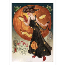 Load image into Gallery viewer, Reproduction Vintage Witches Halloween Greeting Cards 12 Card Set in Tin