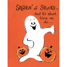 Load image into Gallery viewer, Retro Ghost and Pumpkins Cute Vintage Reproduction Halloween Card