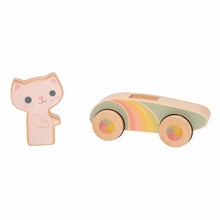 Load image into Gallery viewer, Cruisin' Kitty Rainbow Roller Retro Wooden Toy