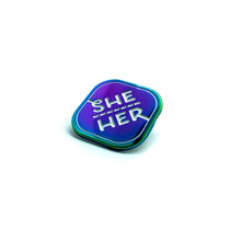Load image into Gallery viewer, Shiny Anodized Rainbow Metal Pronoun Pin