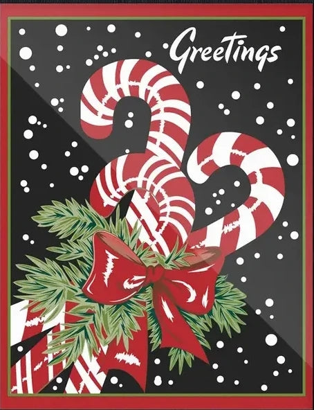 Candy Cane Holiday Greetings Magnet