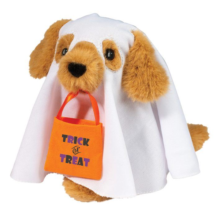 Ghostly Golden Retriever Halloween Plush Dog in Ghost Costume w/ Trick or Treat Bag by Douglas