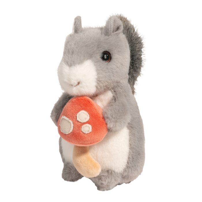 Squirrel Plush Holding a Mushroom by Douglass