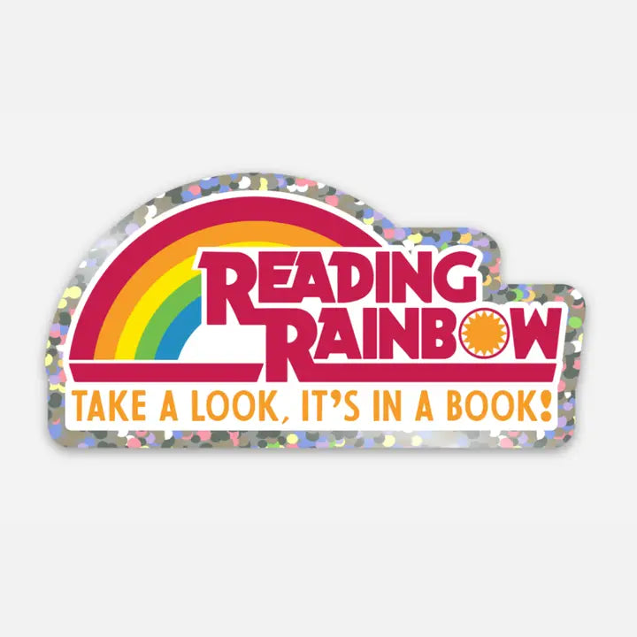 Reading Rainbow Glitter Vinyl Sticker by NatterDoodle