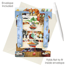 Load image into Gallery viewer, Cats in the Library 3-D Swing Card Blank Greeting Card by Santoro
