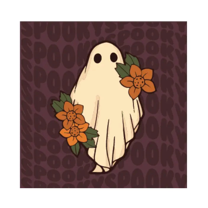 Spooky Ghost with Flowers Summerween Halloween Magnet