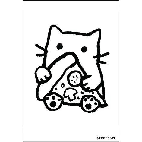Cat Holding Pizza Slice Magnet