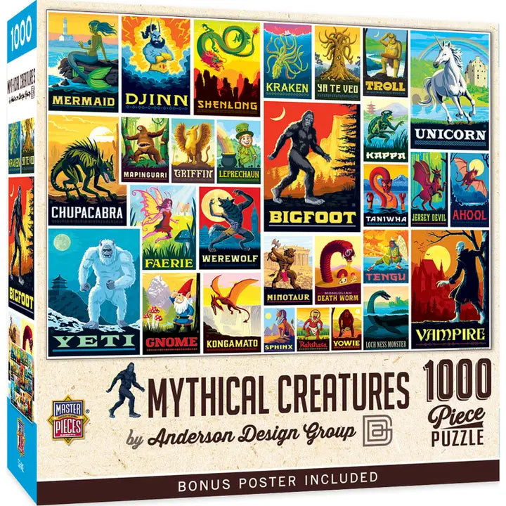 Mythical Creatures 1000pc Vintage Poster Puzzle by Masterpieces Puzzles