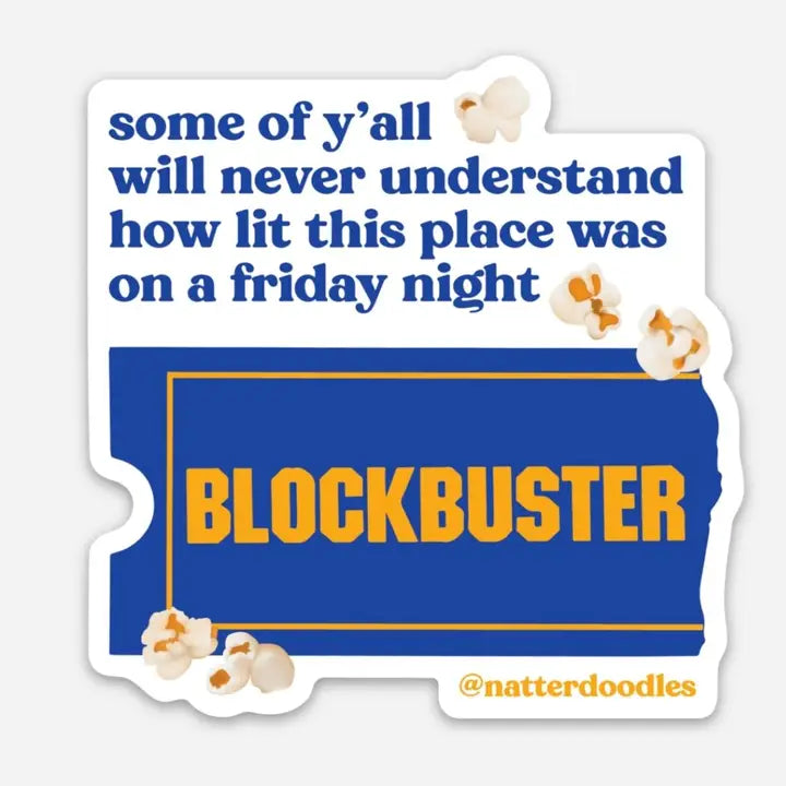 Blockbuster Video Friday Night Vinyl Sticker by NatterDoodle
