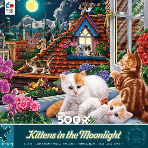 Kittens in the Moonlight 500pc Puzzle by Ceaco