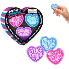 Load image into Gallery viewer, Teeny Sparkle Hearts Nee Doh Conversation Hearts Squeeze Fidget in Heart Shaped Box Valentine's '26
