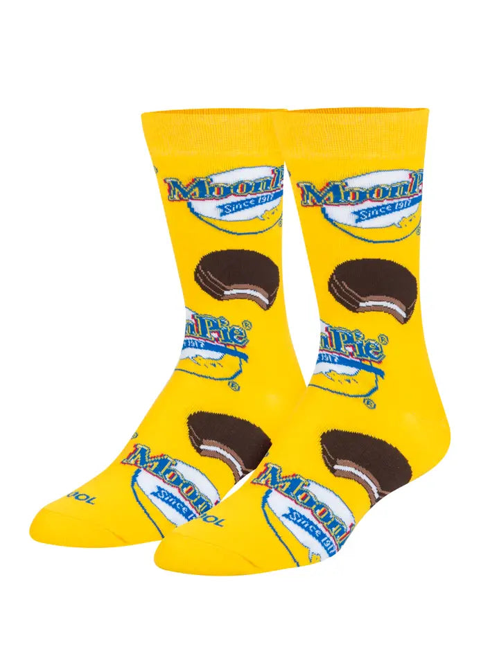 Moon Pie Yellow Crew Socks