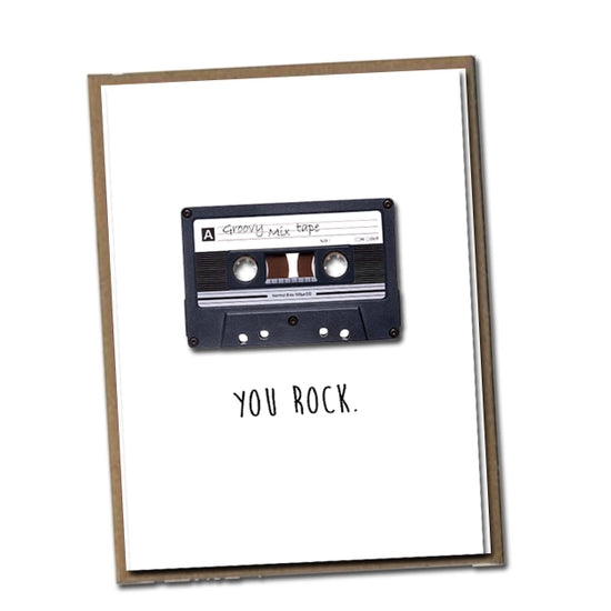 You Rock Mix Cassette Tape Blank Inside Greeting Card