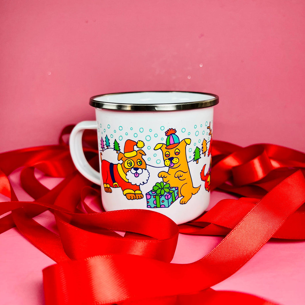 Winter Puppies 12 oz. Camp Mug