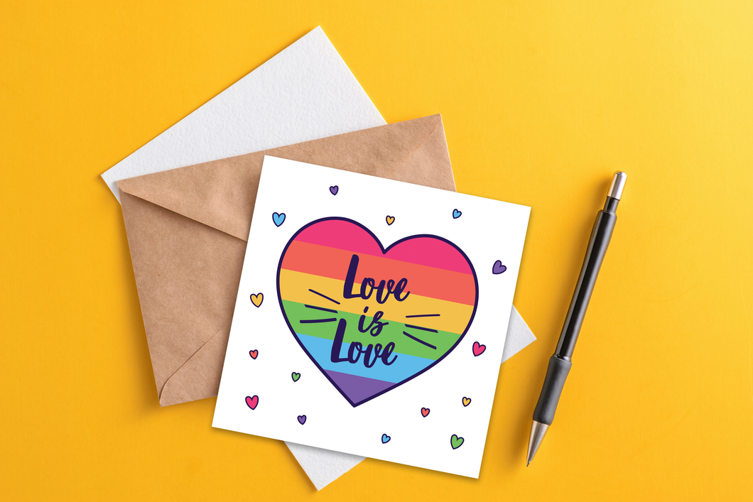 Love is Love Rainbow Hearts Blank Greeting Card