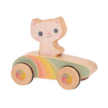 Load image into Gallery viewer, Cruisin&#39; Kitty Rainbow Roller Retro Wooden Toy
