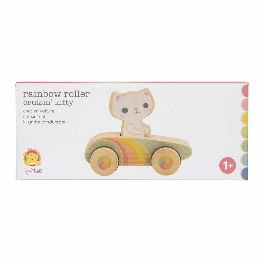 Cruisin' Kitty Rainbow Roller Retro Wooden Toy